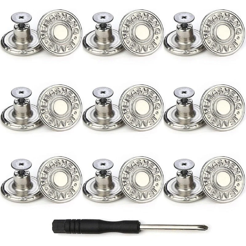Adjustable No-Sew Jeans Button Kit (9 Pieces) - Image 10