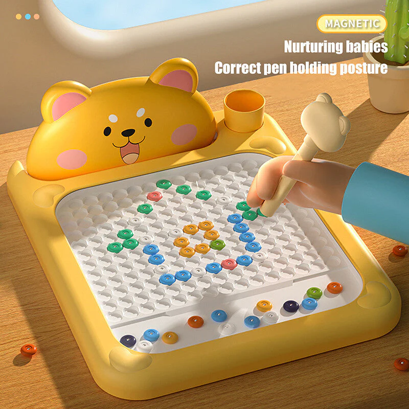 Cartoon Magnetic Drawing Board – Shiba & Bear Dot Art Toy for Kids - Image 2