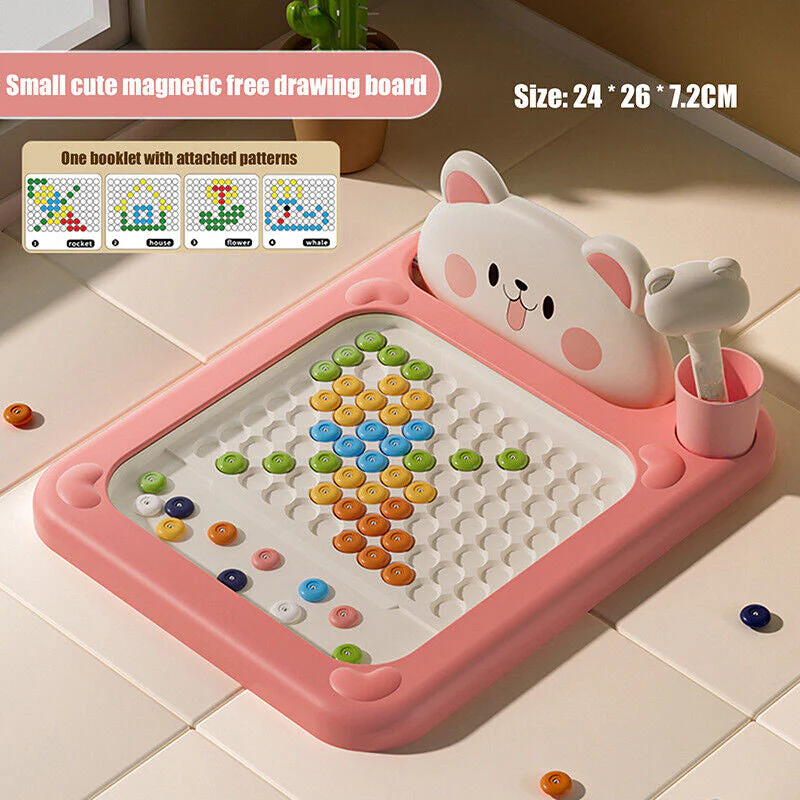 Cartoon Magnetic Drawing Board – Shiba & Bear Dot Art Toy for Kids - Image 7