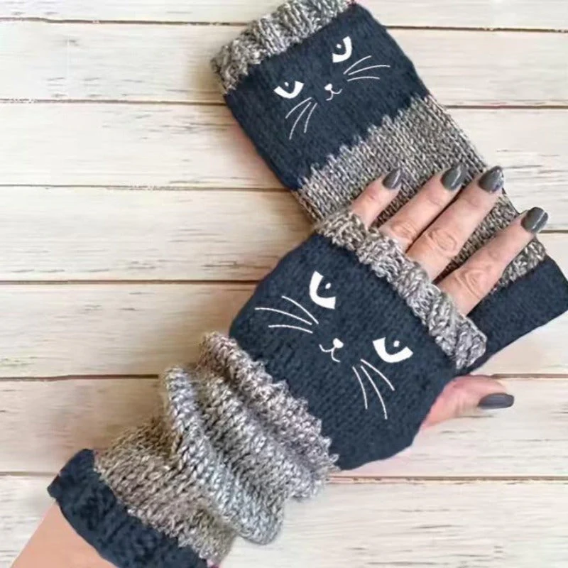 Cat Knit Fingerless Gloves - Image 12