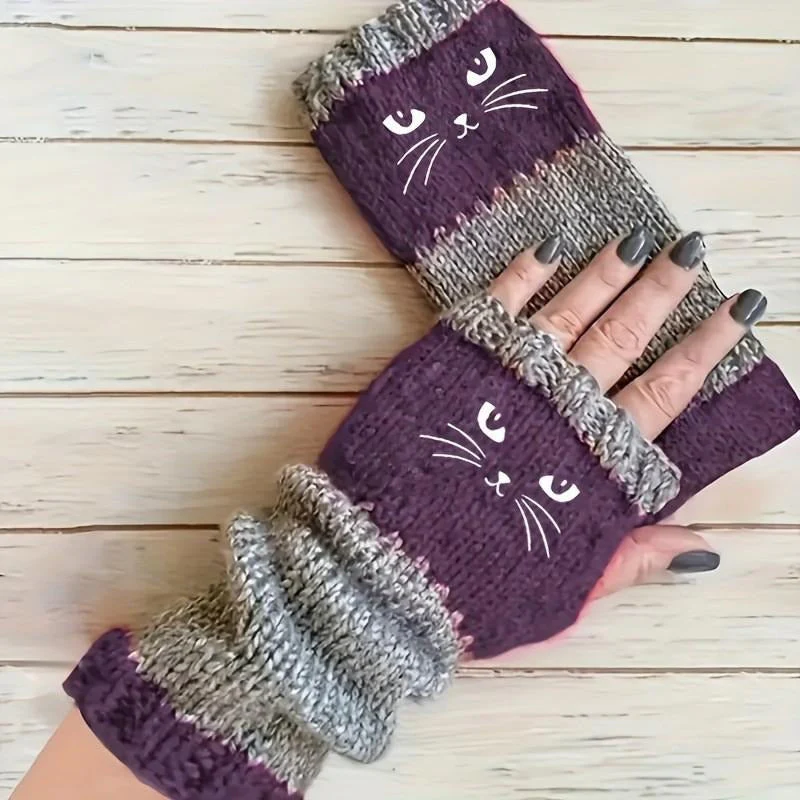 Cat Knit Fingerless Gloves - Image 13