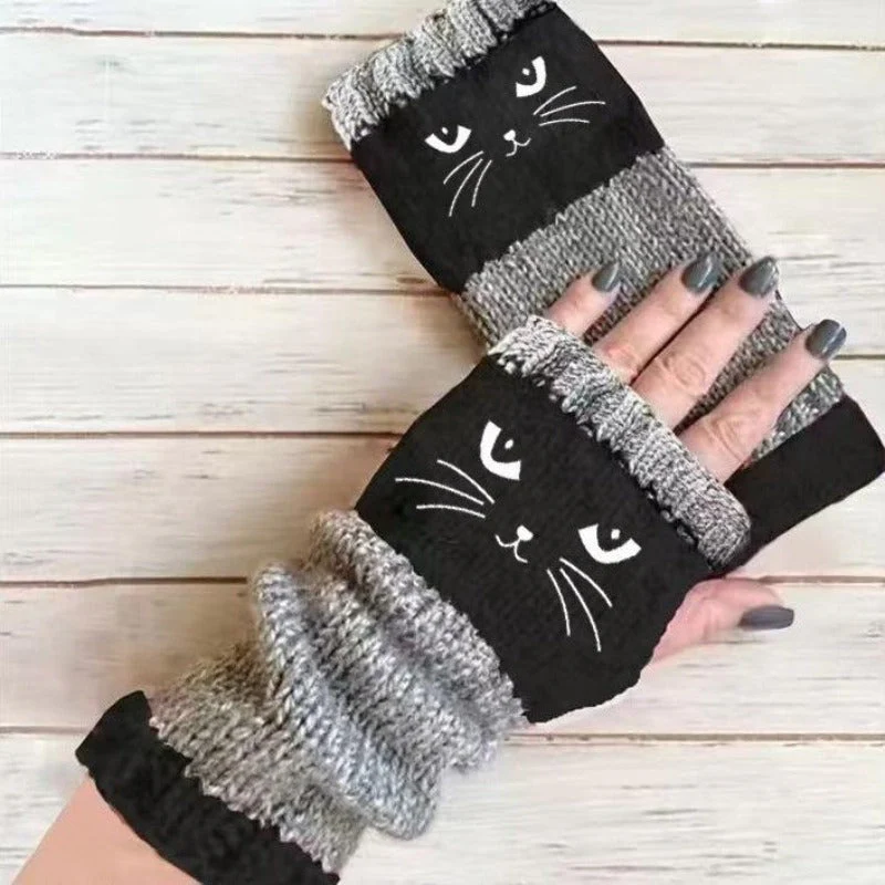 Cat Knit Fingerless Gloves - Image 9